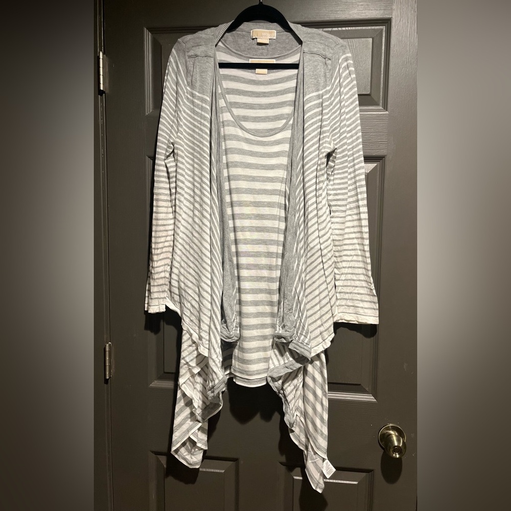 Michael Kors Open Front Cardigan and Oversized Tunic Tank Set - Size XL